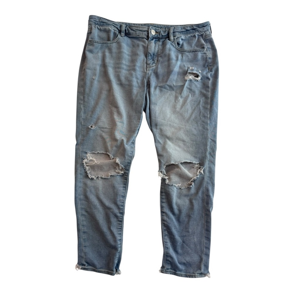 American Eagle Outfitters Relaxed Fit Distressed Boyfriend Jeans - Blue